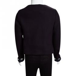 Pre Owned CH Carolina Herrera Navy Blue Ruffle Trim Detail Open Front Jacket 6 Yrs