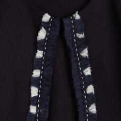 Pre Owned CH Carolina Herrera Navy Blue Ruffle Trim Detail Open Front Jacket 6 Yrs