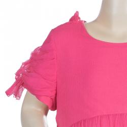 Pre Owned Chloe Pink Crinkled Silk Bow Detail Dress 10 Yrs