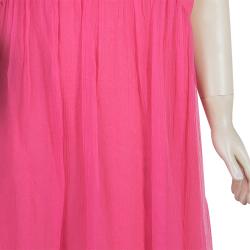 Pre Owned Chloe Pink Crinkled Silk Bow Detail Dress 10 Yrs