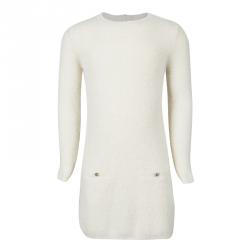 Pre Owned Chloe Beige Lurex Knit Detail Long Sleeve Sweater Dress 5 Yrs