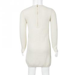 Pre Owned Chloe Beige Lurex Knit Detail Long Sleeve Sweater Dress 5 Yrs