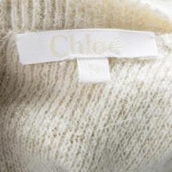 Pre Owned Chloe Beige Lurex Knit Detail Long Sleeve Sweater Dress 5 Yrs