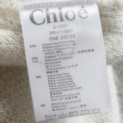 Pre Owned Chloe Beige Lurex Knit Detail Long Sleeve Sweater Dress 5 Yrs