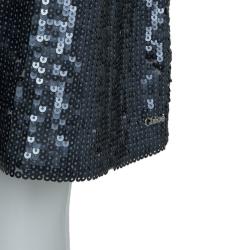 Pre Owned Chloe Silver All Over Sequin Embellished Knit Dress 10 Yrs