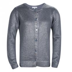 Pre Owned Chloe Silver Knit Metallic Finish Buttondown Cardigan 10 Yrs