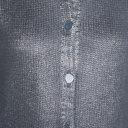 Pre Owned Chloe Silver Knit Metallic Finish Buttondown Cardigan 10 Yrs