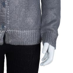 Pre Owned Chloe Silver Knit Metallic Finish Buttondown Cardigan 10 Yrs