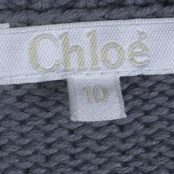 Pre Owned Chloe Silver Knit Metallic Finish Buttondown Cardigan 10 Yrs
