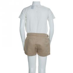 Pre Owned Chloe Beige Leather Patch Pocket Detail Shorts 10 Yrs