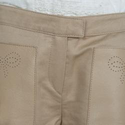 Pre Owned Chloe Beige Leather Patch Pocket Detail Shorts 10 Yrs