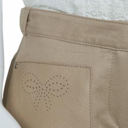 Pre Owned Chloe Beige Leather Patch Pocket Detail Shorts 10 Yrs