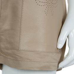 Pre Owned Chloe Beige Leather Patch Pocket Detail Shorts 10 Yrs