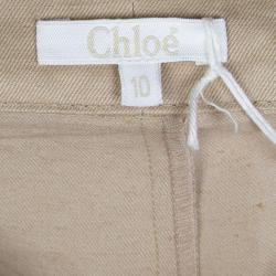 Pre Owned Chloe Beige Leather Patch Pocket Detail Shorts 10 Yrs