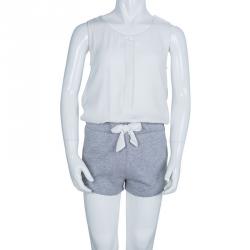 Pre Owned Chloe White and Grey Sleeveless Romper 8 Yrs