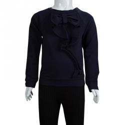 Chloe Navy Blue Knit Bow Ruffle Detail Sweatshirt 6 Yrs