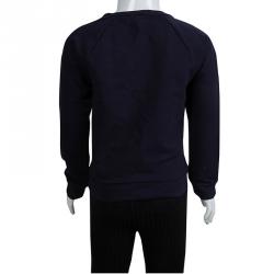 Chloe Navy Blue Knit Bow Ruffle Detail Sweatshirt 6 Yrs