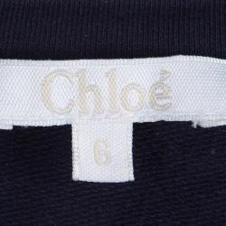 Chloe Navy Blue Knit Bow Ruffle Detail Sweatshirt 6 Yrs
