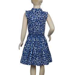 Dior Blue Floral Print Sleeveless Belted Shirt Dress Size 8 Yrs