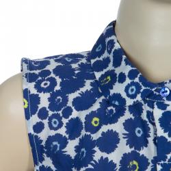 Dior Blue Floral Print Sleeveless Belted Shirt Dress Size 8 Yrs