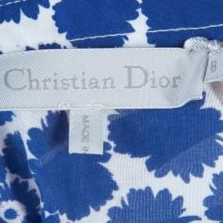 Dior Blue Floral Print Sleeveless Belted Shirt Dress Size 8 Yrs