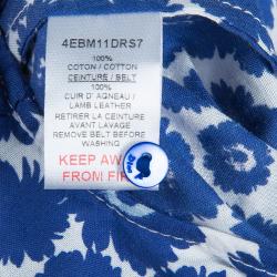 Dior Blue Floral Print Sleeveless Belted Shirt Dress Size 8 Yrs