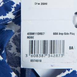 Dior Blue Floral Print Sleeveless Belted Shirt Dress Size 8 Yrs