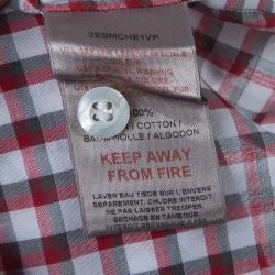 Pre Owned قميص ديور كاروهات أحمر وأبيض بأكمام قصيرة 8 سنوات