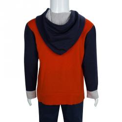 Dior Colorblock Wool Hooded Zip Front Cardigan 6 Yrs