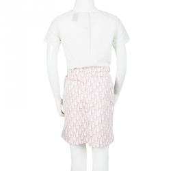 Pre Owned تنورة جينز ديور أبيض ووردي مونوغرام 12 سنة