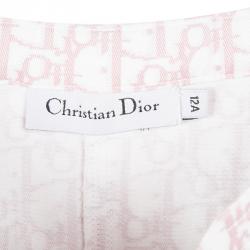 Pre Owned تنورة جينز ديور أبيض ووردي مونوغرام 12 سنة