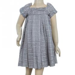 Pre Owned Dior Grey Short Sleeve Back Tie Detail Silk Dress 6 Yrs