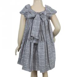 Pre Owned Dior Grey Short Sleeve Back Tie Detail Silk Dress 6 Yrs