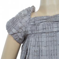 Pre Owned Dior Grey Short Sleeve Back Tie Detail Silk Dress 6 Yrs