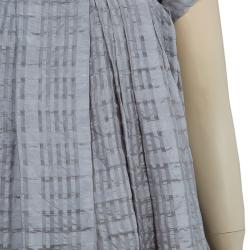 Pre Owned Dior Grey Short Sleeve Back Tie Detail Silk Dress 6 Yrs