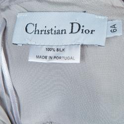 Pre Owned Dior Grey Short Sleeve Back Tie Detail Silk Dress 6 Yrs