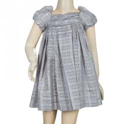 Dior Grey Short Sleeve Back Tie Detail Silk Dress 4 Yrs