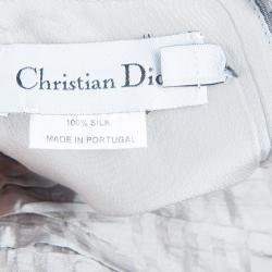 Dior Grey Short Sleeve Back Tie Detail Silk Dress 4 Yrs