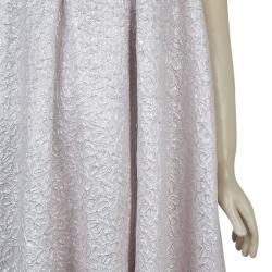 Pre Owned Dior Beige Metallic Print Short Sleeve Dress 10 Yrs