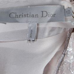 Pre Owned Dior Beige Metallic Print Short Sleeve Dress 10 Yrs