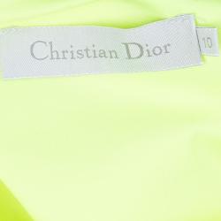 Pre Owned Dior Neon Yellow Cotton Box Pleat Detail Sleeveless Peplum Top 10 Yrs