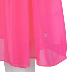 Pre Owned Dior Neon Pink Chiffon Pleated Belted Dress 10 Yrs