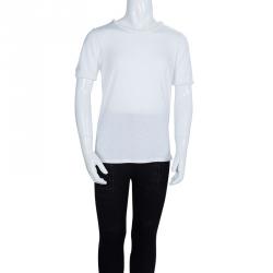 Pre Owned Dior White Jersey Braided Edging Detail T-shirt 10 Yrs