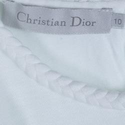 Pre Owned Dior White Jersey Braided Edging Detail T-shirt 10 Yrs