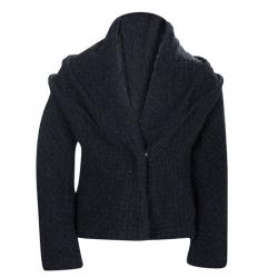 Dior Dark Grey Basketweave Textured Wool Jacket 6 Yrs