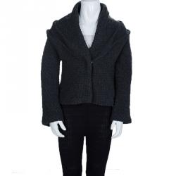 Dior Dark Grey Basketweave Textured Wool Jacket 6 Yrs