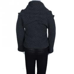 Dior Dark Grey Basketweave Textured Wool Jacket 6 Yrs