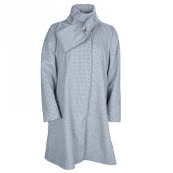 Dior Grey Houndstooth Angora Wool A-Line Coat 10 Yrs
