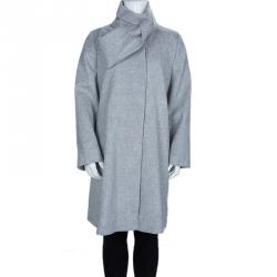 Dior Grey Houndstooth Angora Wool A-Line Coat 10 Yrs