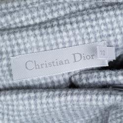 Dior Grey Houndstooth Angora Wool A-Line Coat 10 Yrs
